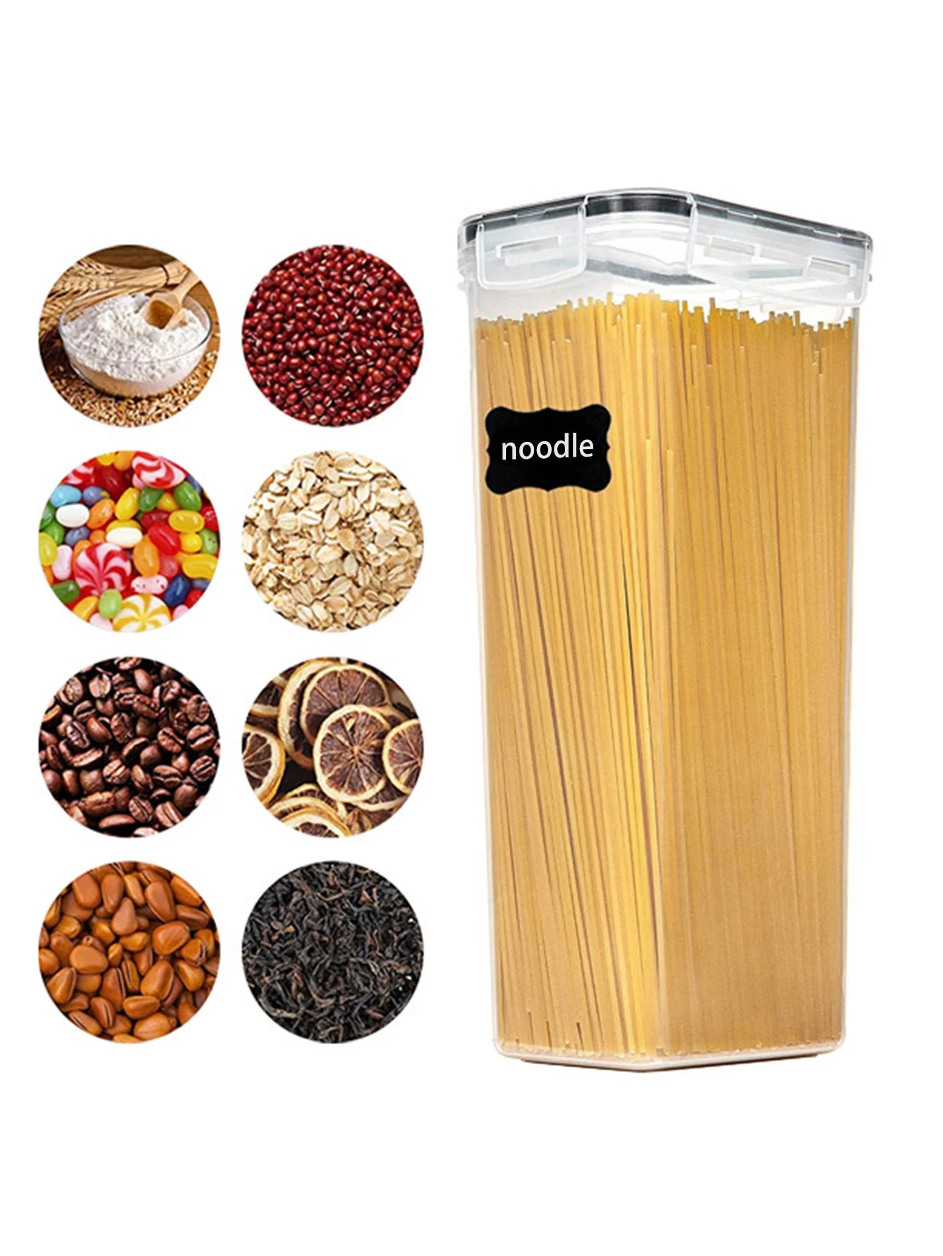 24pcs New Kitchen Sealed Storage Box Set Dry Food Storage For Sugar, Flour, Baking PP Material Comes with Convenience Stickers