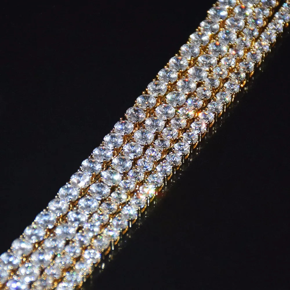 Bubble Letter 1 Row Tennis Chain Zircon Necklace Jewelry Gold Color Copper Material Men Link 18inch 20inch