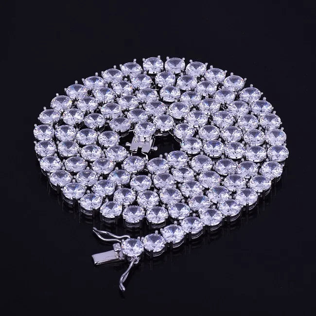 Bubble Letter 1 Row Tennis Chain Zircon Necklace Jewelry Gold Color Copper Material Men Link 18inch 20inch