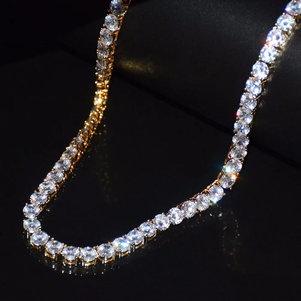 Bubble Letter 1 Row Tennis Chain Zircon Necklace Jewelry Gold Color Copper Material Men Link 18inch 20inch