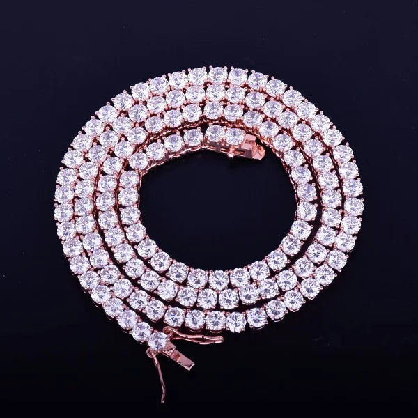 Bubble Letter 1 Row Tennis Chain Zircon Necklace Jewelry Gold Color Copper Material Men Link 18inch 20inch