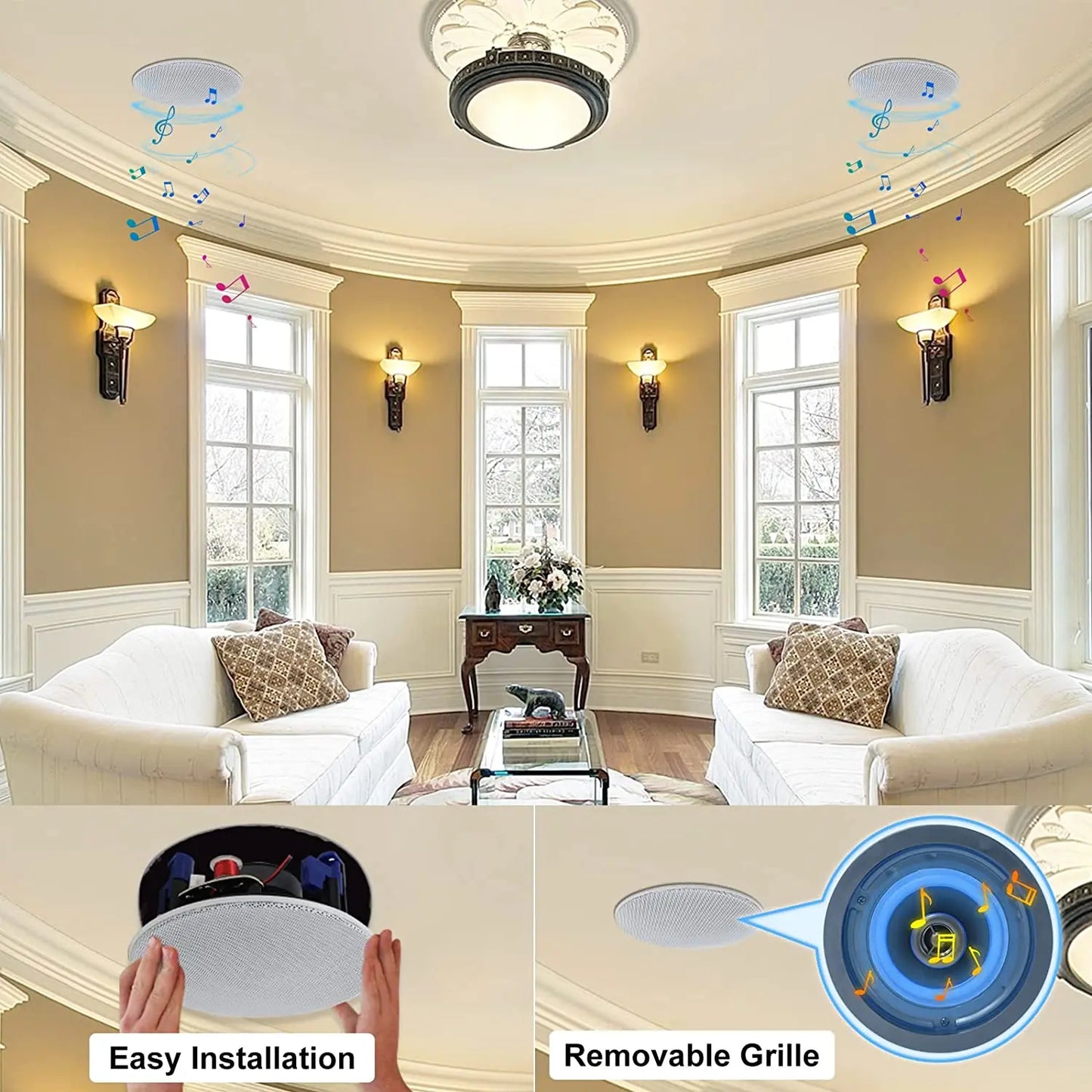 Herdio Two-Way Flush Mount Passive Ceiling Speakers
