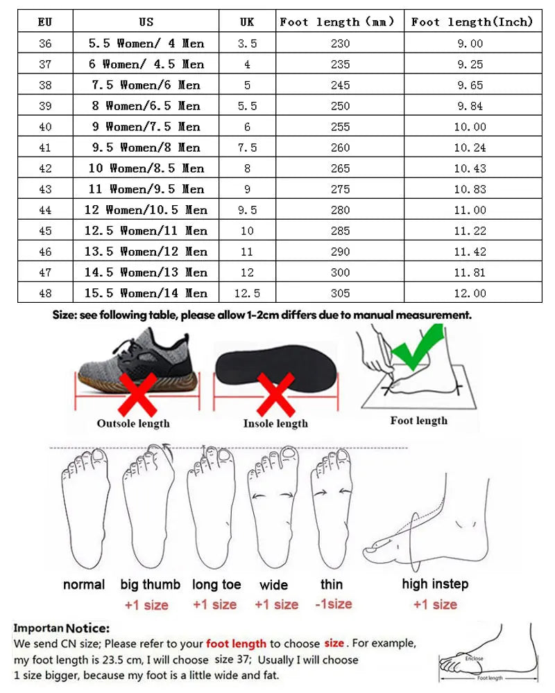 SUADEX Men Work Safety Shoes Steel Toe Cap Anti-Smashing Puncture Proof Construction Work Boots Non-Slip Breathable Work Shoes