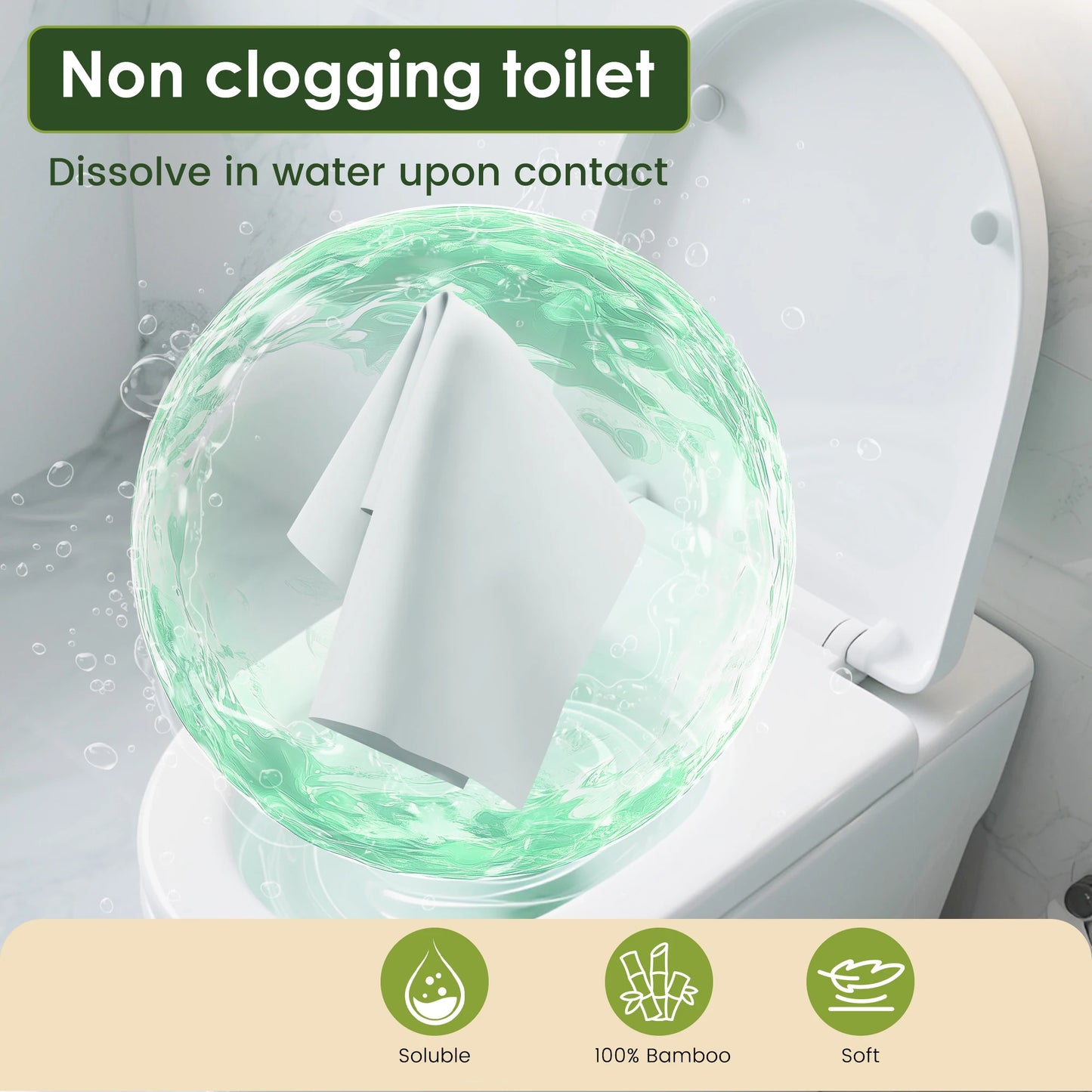 24-Rolls per Case, 3-Ply 300-Sheet Bamboo Toilet Paper, Individually Wrapped, Economy Paper Towels for Home Use