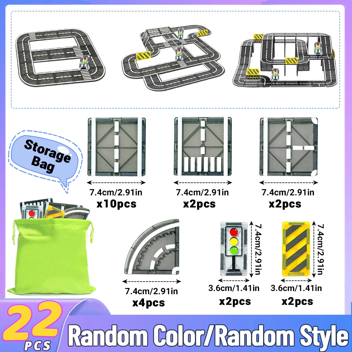Magnetic Road Set With Car Toys Boys & Girls, Magnet Building Blocks Construction Toys Gifts for Toddlers