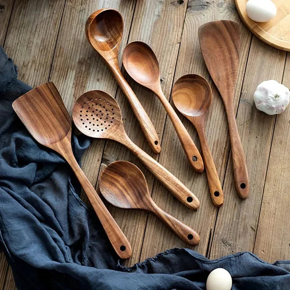 Teak Wood Kitchenware Set