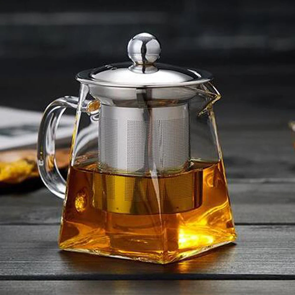 Heat Resistant Glass Kettle with Stainless Steel Tea Infuser