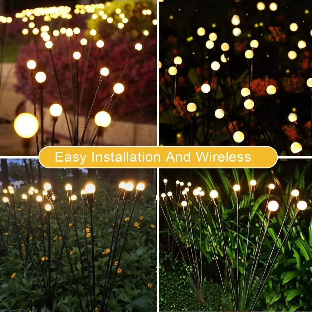 Firefly Garden Lights solar outdoor, 2 Pack 16 LED Solar Swaying Lights Waterproof, Perfect Atmosphere Light for Pathway Patio