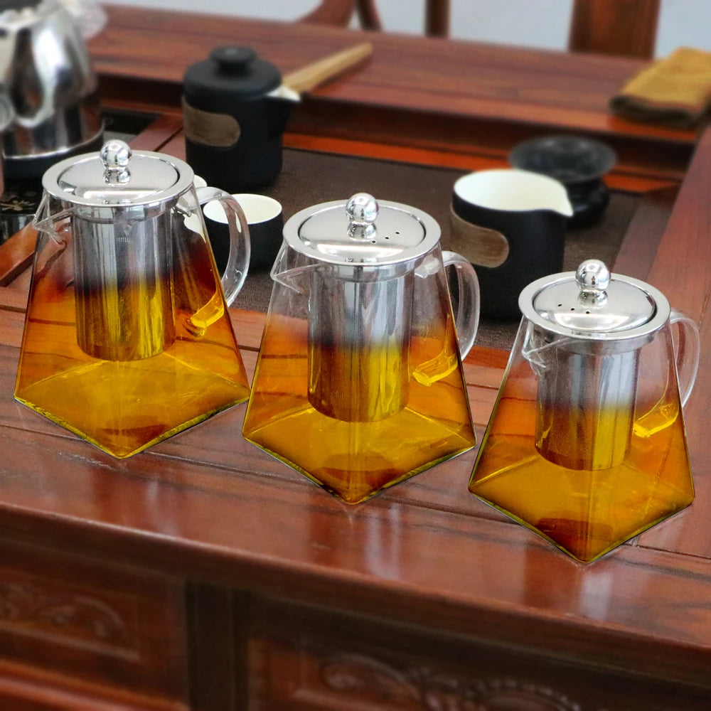 Heat Resistant Glass Kettle with Stainless Steel Tea Infuser