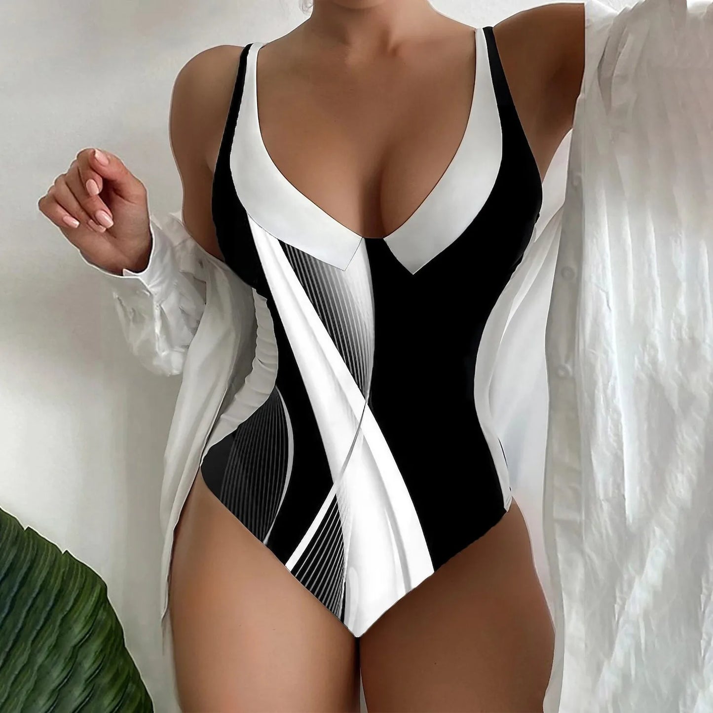 Women One Piece Swimsuit Female Swimwear Brazilian Monokini Swimming Suit Beachwear High Cut Solid Bathing Suit