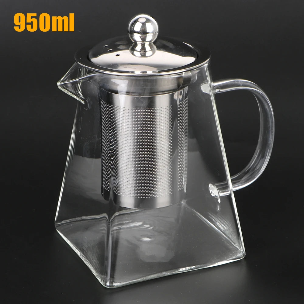 Heat Resistant Glass Kettle with Stainless Steel Tea Infuser