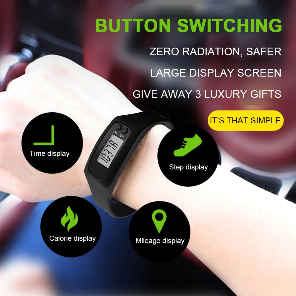 LED Pedometer Wrist Bracelet Calorie Counter