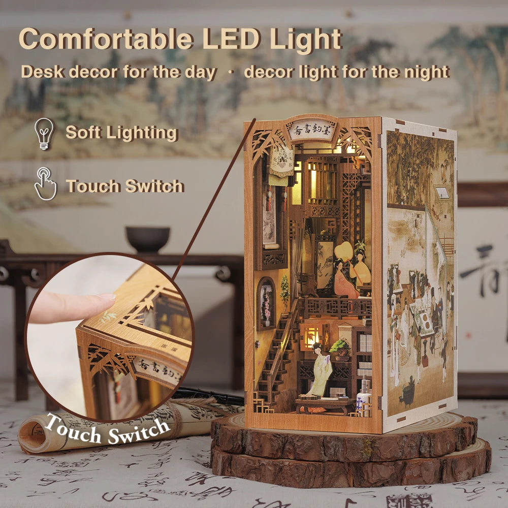 Wooden Dollhouse Bookshelf Kit