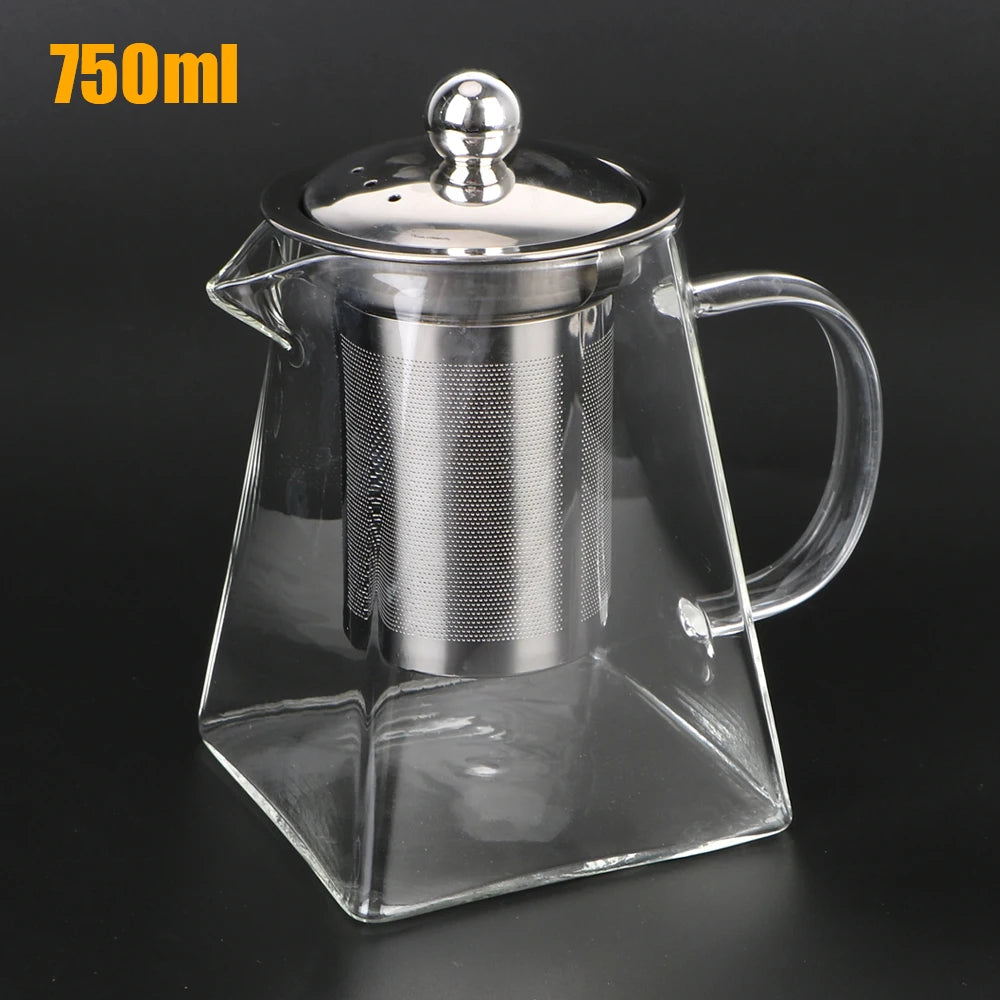 Heat Resistant Glass Kettle with Stainless Steel Tea Infuser