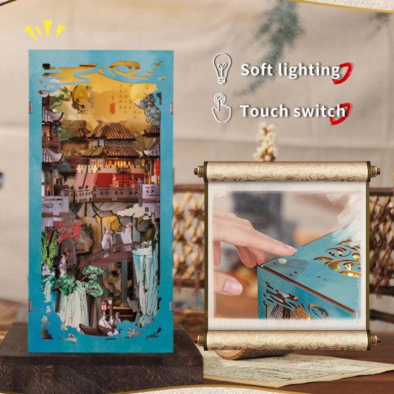 Wooden Dollhouse Bookshelf Kit