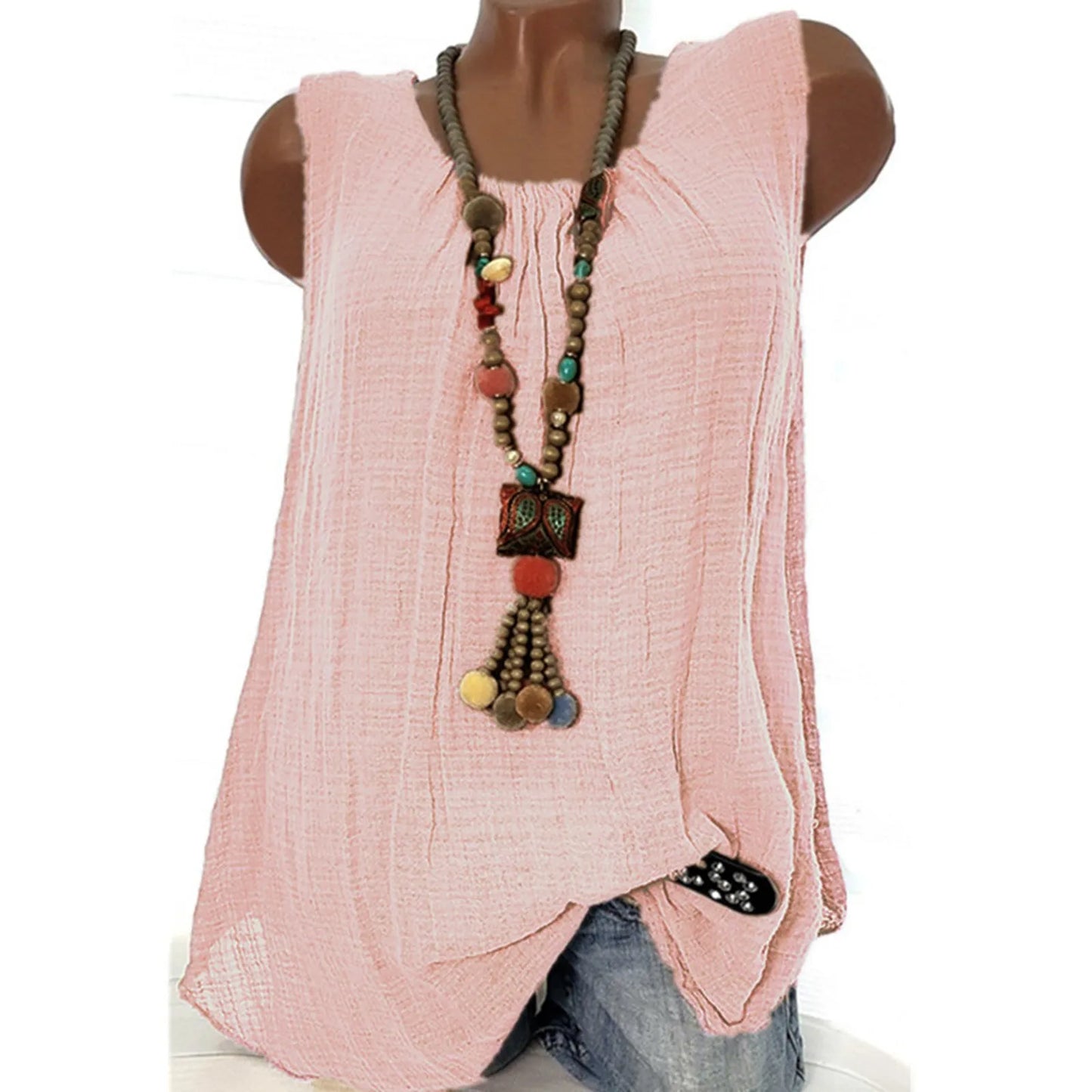 Women Tank Top Sexy Cotton Linen Sleeveless Baggy T-shirt Vest Tee Blouse Tank Tops
