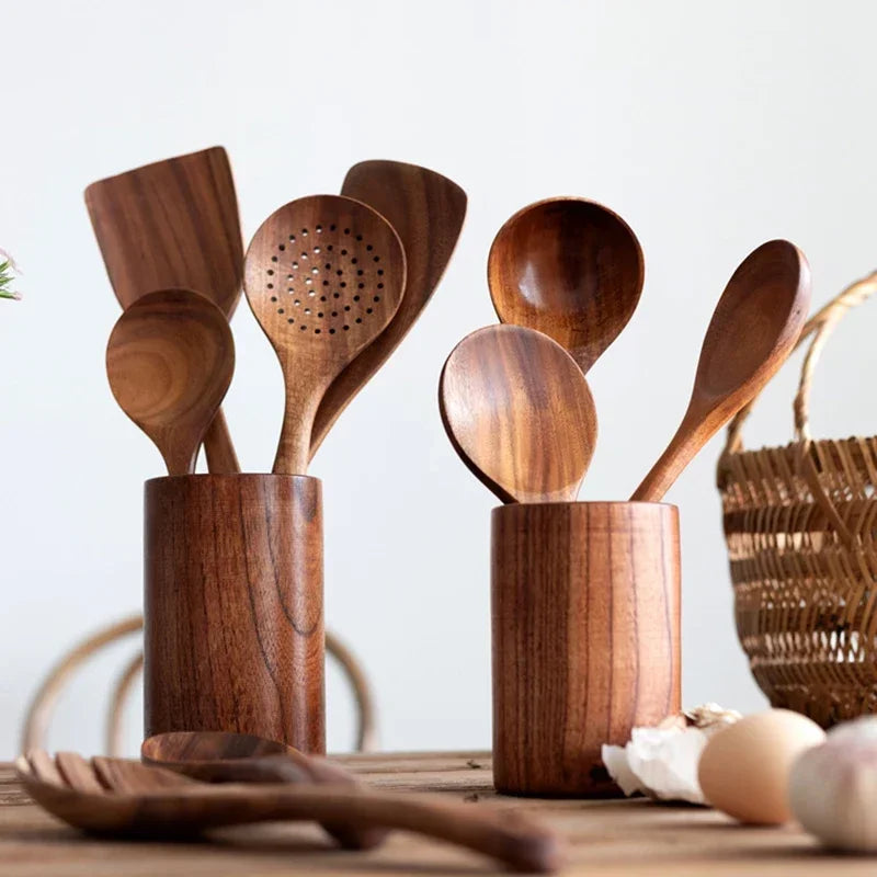 Teak Wood Kitchenware Set