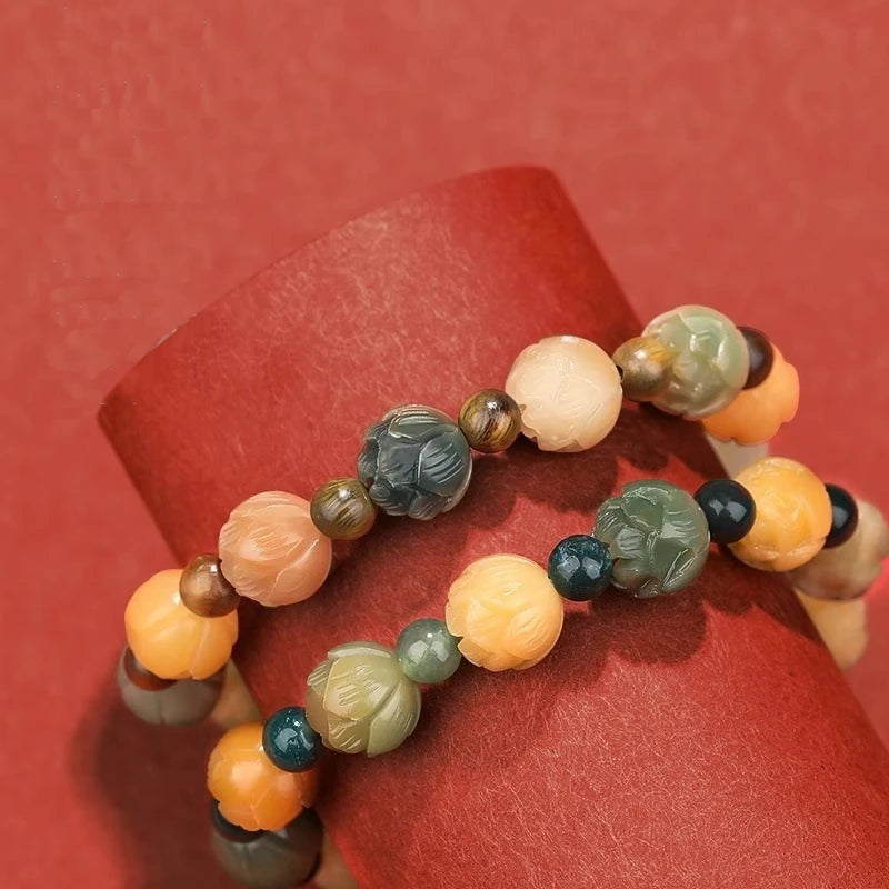 Lotus Beaded Wooden Bracelets
