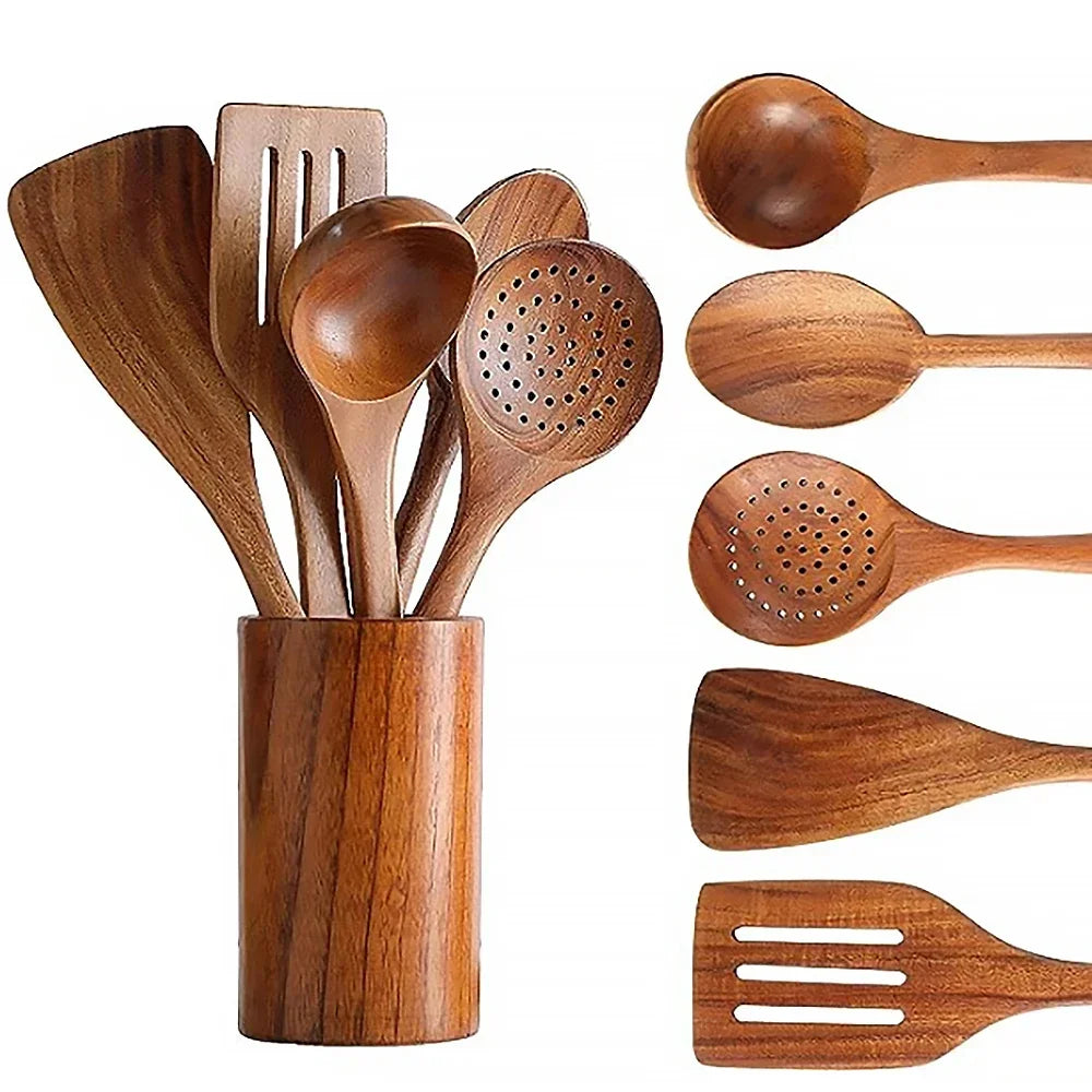 Teak Wood Kitchenware Set