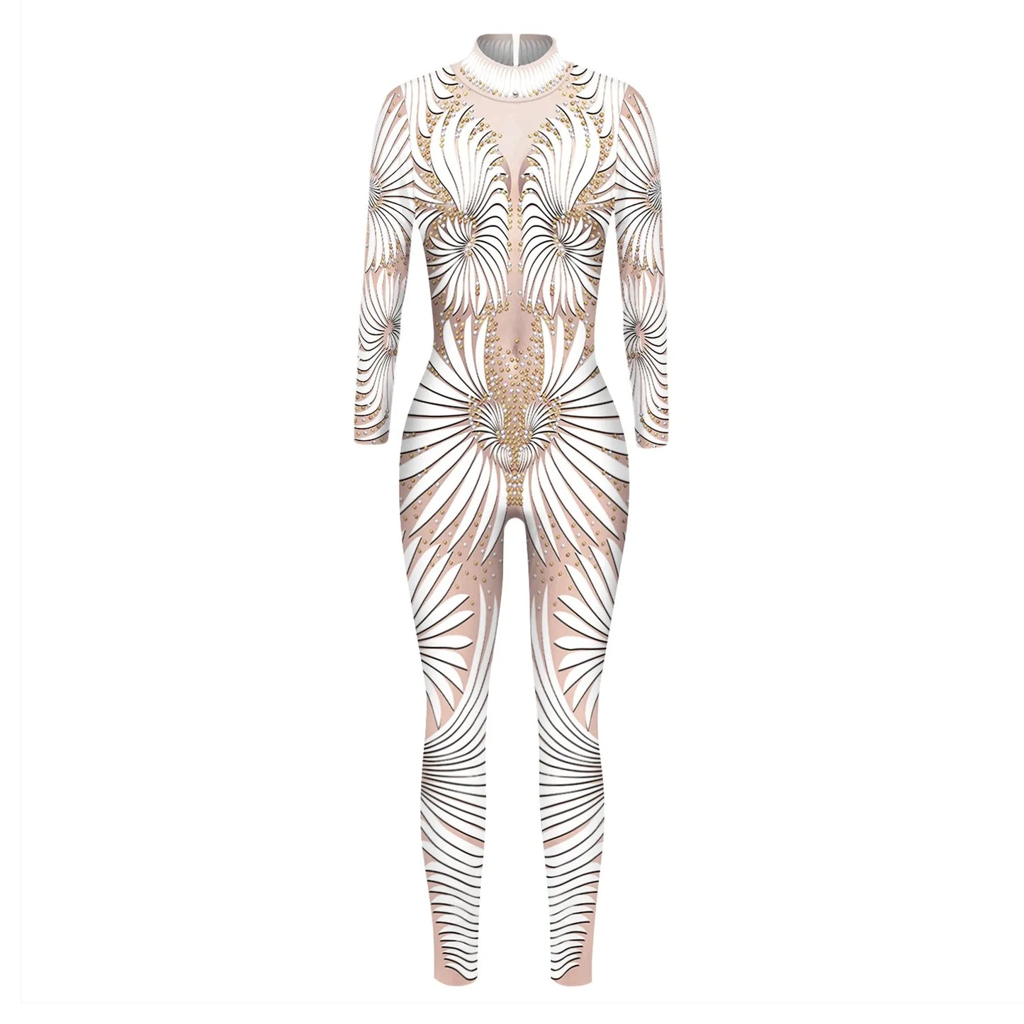 Full Body Bodysuit for Women/Girls 3d Print Bodysuit Skinny Elastic Zipper Back Jumpsuits 2024