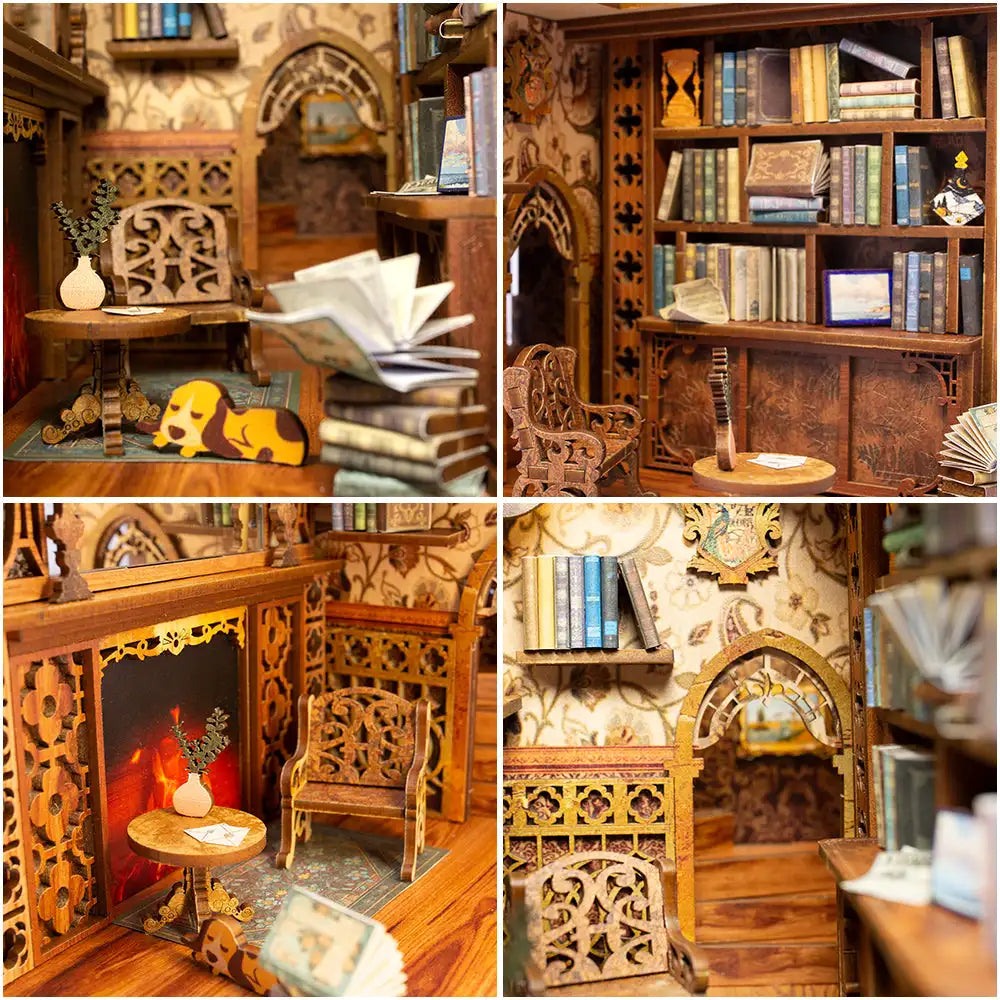 Wooden Dollhouse Bookshelf Kit