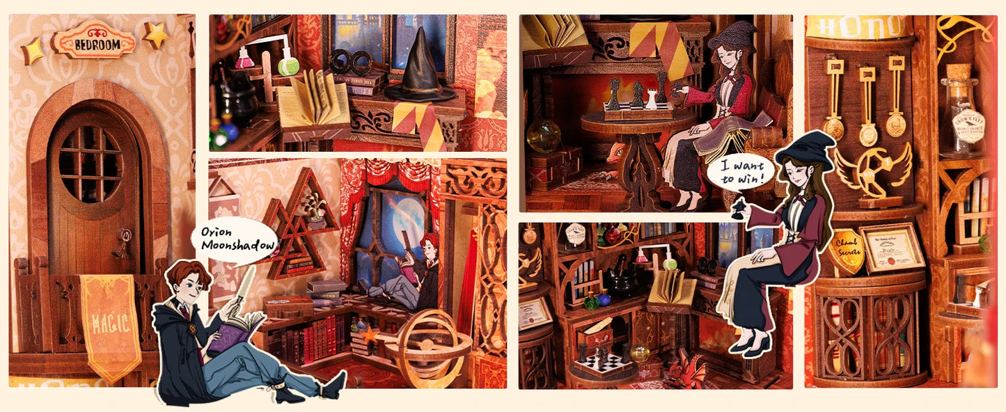 Wooden Dollhouse Bookshelf Kit