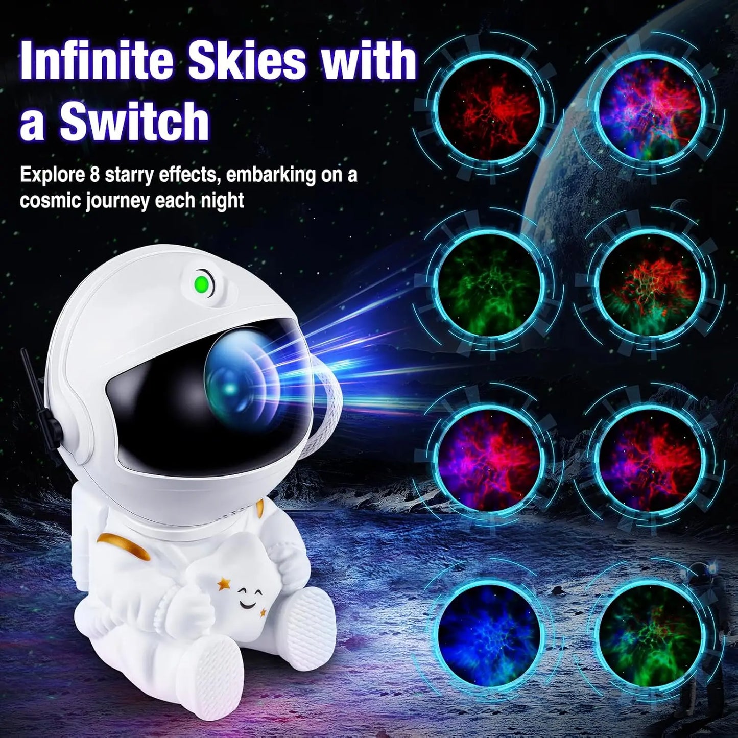 Star Projector Galaxy Night Light Astronaut Space Projector Starry Nebula Ceiling LED Lamp for Bedroom Home Decorative Children Gift
