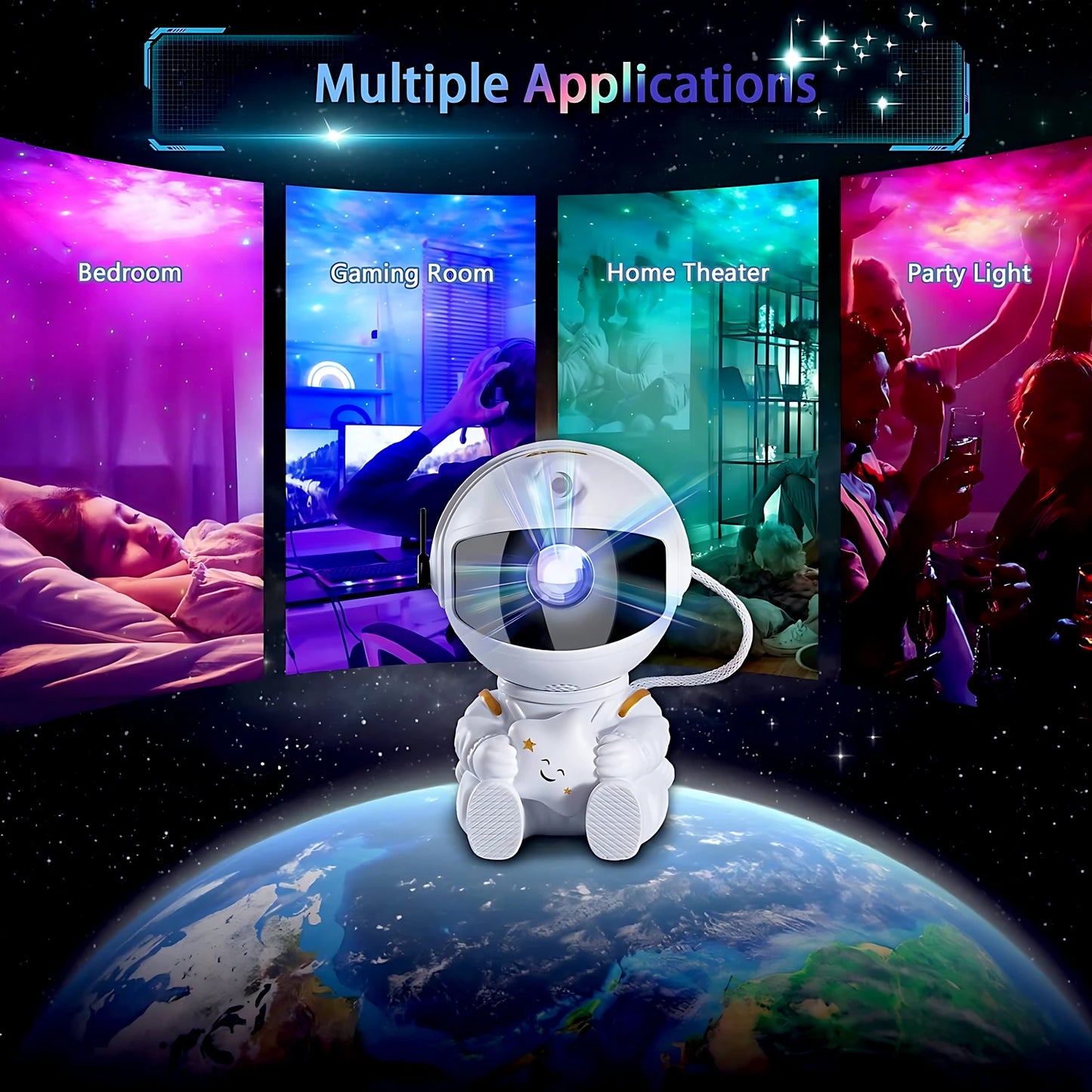 Star Projector Galaxy Night Light Astronaut Space Projector Starry Nebula Ceiling LED Lamp for Bedroom Home Decorative Children Gift