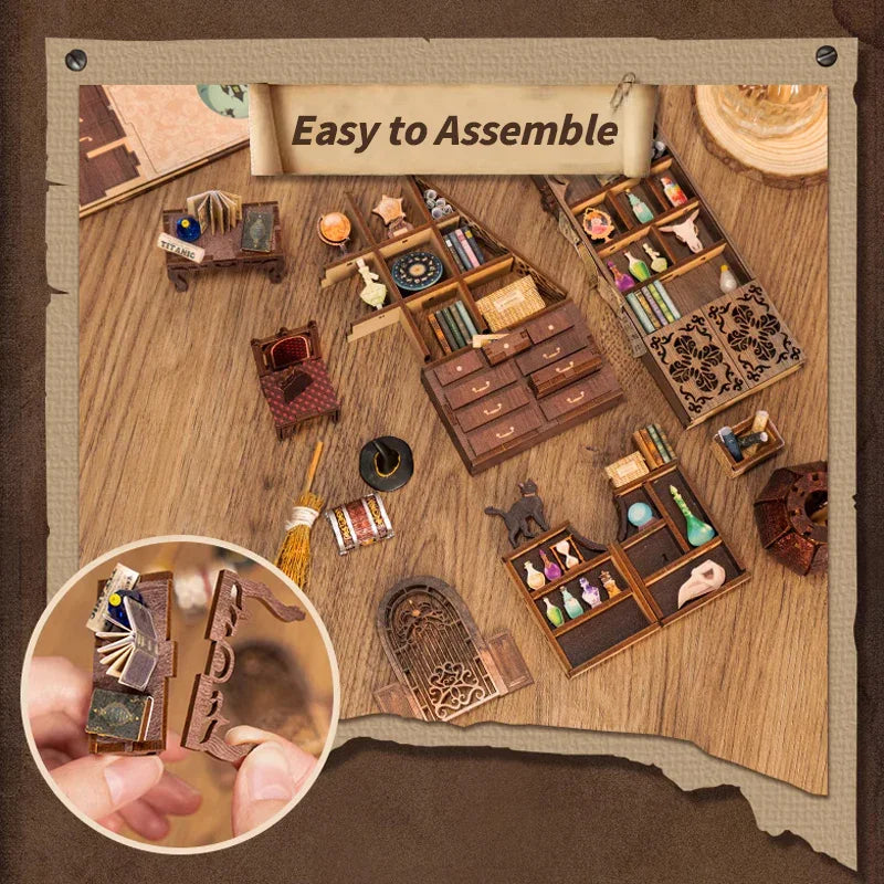 Wooden Dollhouse Bookshelf Kit