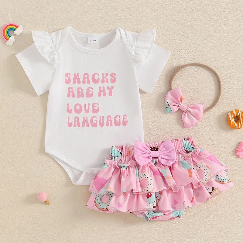 Girls Sleeveless Romper Summer Set with Headbow