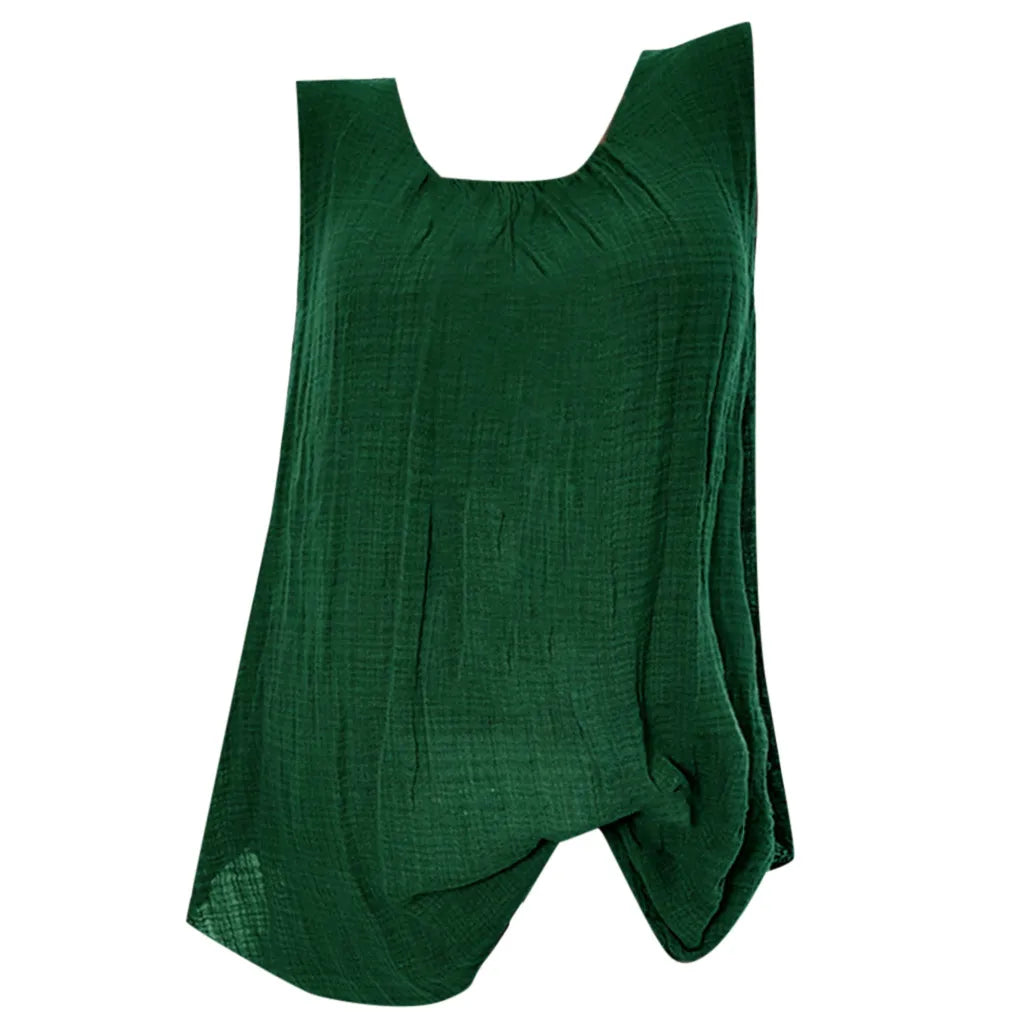 Women Tank Top Sexy Cotton Linen Sleeveless Baggy T-shirt Vest Tee Blouse Tank Tops