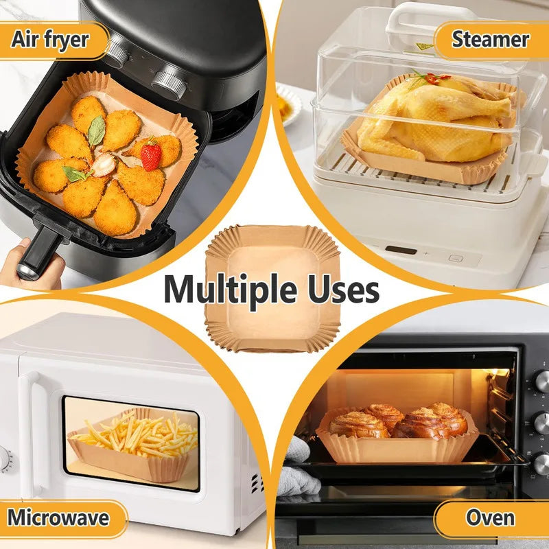 125 Sheets Of 8Inch Air Fryer Parchment Paper Heat Resistant 450°F Non Stick Oil Proof Food Grade Air Fryer Baking Roasting