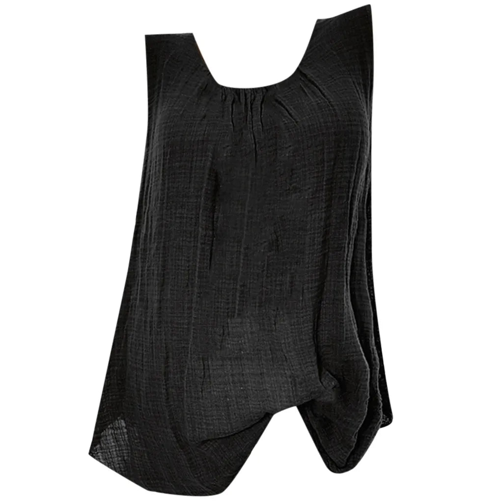 Women Tank Top Sexy Cotton Linen Sleeveless Baggy T-shirt Vest Tee Blouse Tank Tops