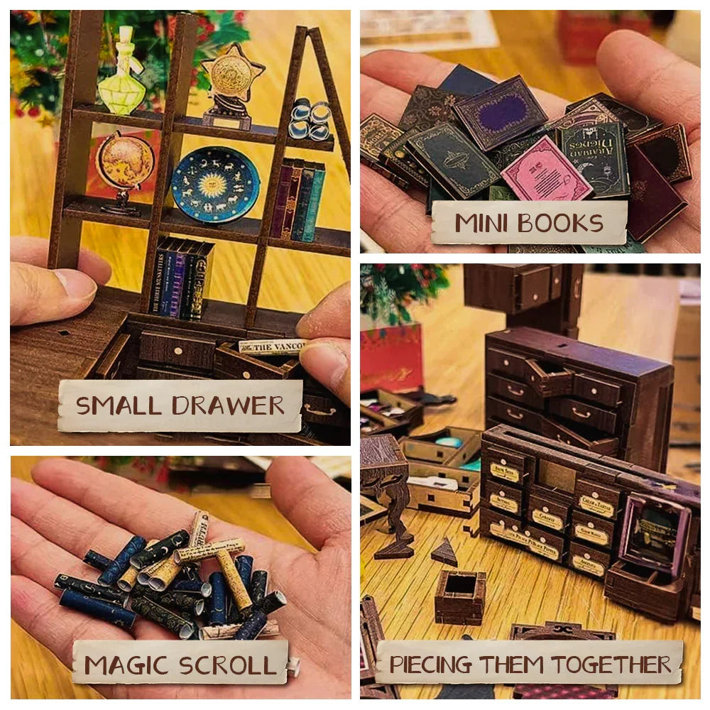 Wooden Dollhouse Bookshelf Kit
