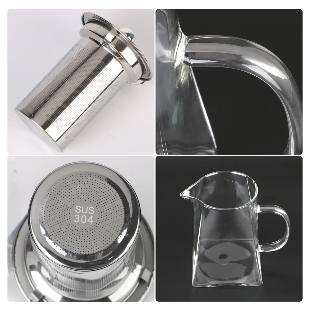 Heat Resistant Glass Kettle with Stainless Steel Tea Infuser