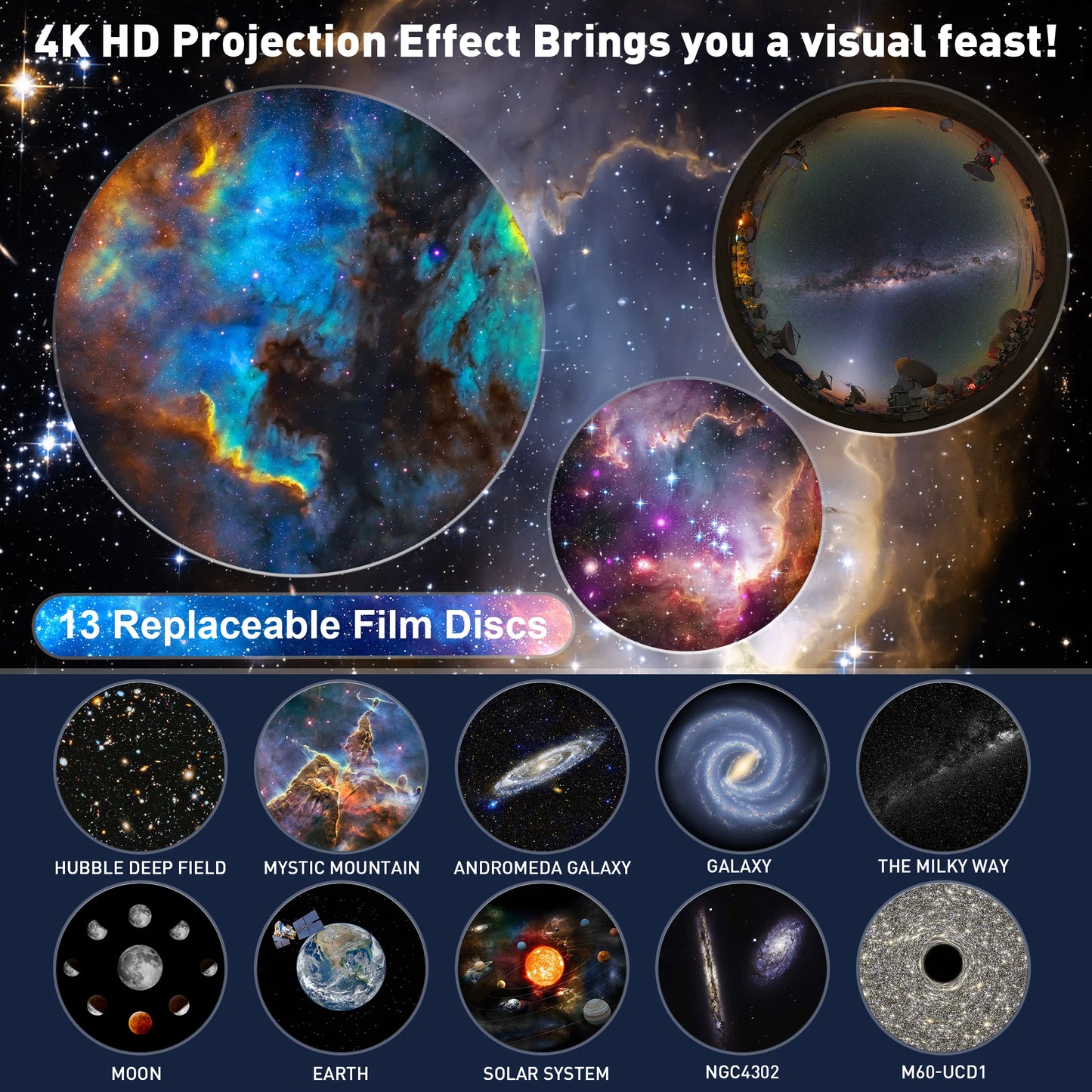 Galaxy Projector, Planetarium Star Projector Realistic Starry Sky Night Light, Solar System Constellation Moon for Children's Bedroom