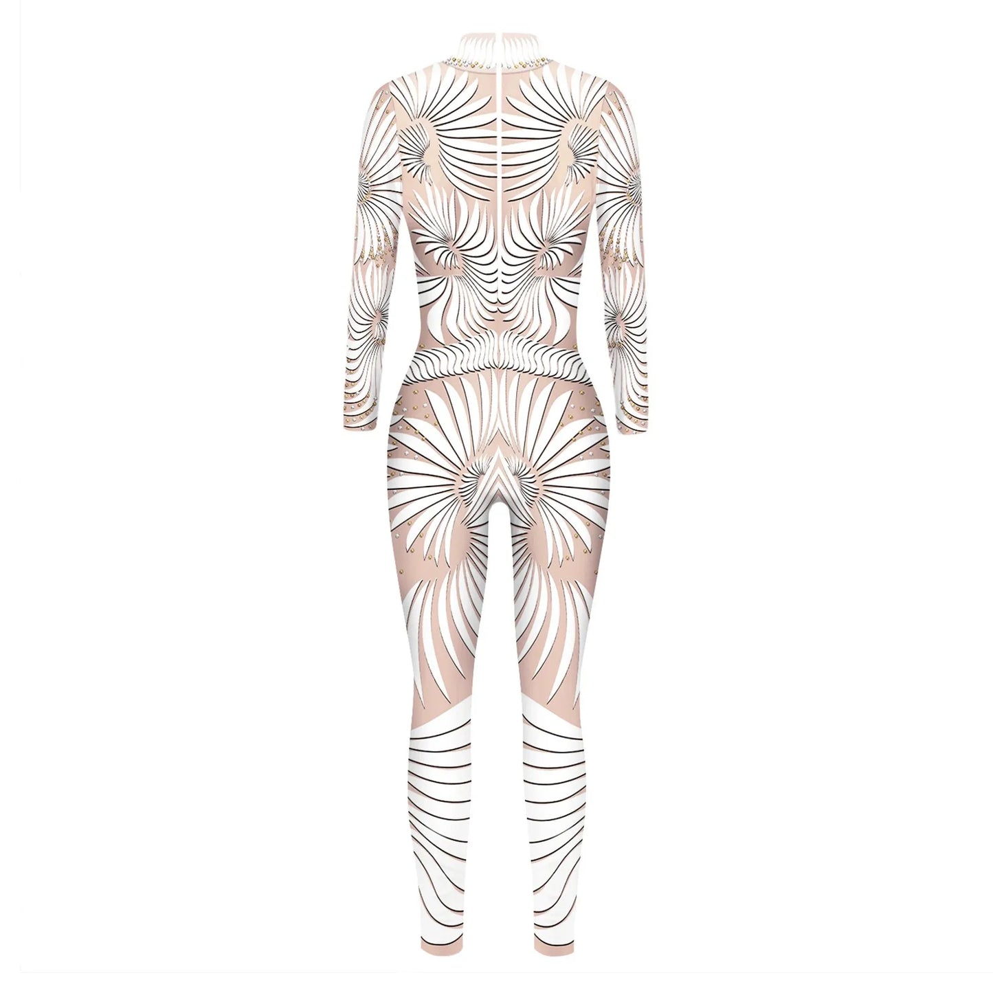 Full Body Bodysuit for Women/Girls 3d Print Bodysuit Skinny Elastic Zipper Back Jumpsuits 2024