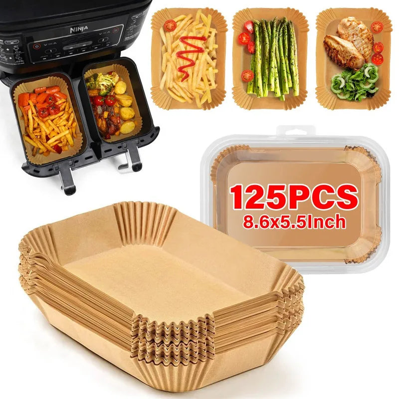 125 Sheets Of 8Inch Air Fryer Parchment Paper Heat Resistant 450°F Non Stick Oil Proof Food Grade Air Fryer Baking Roasting