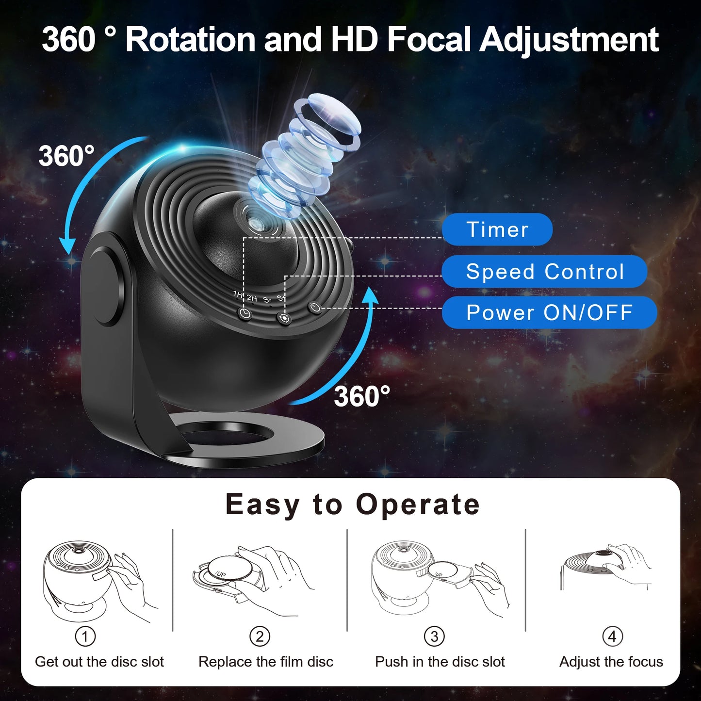 Galaxy Projector, Planetarium Star Projector Realistic Starry Sky Night Light, Solar System Constellation Moon for Children's Bedroom