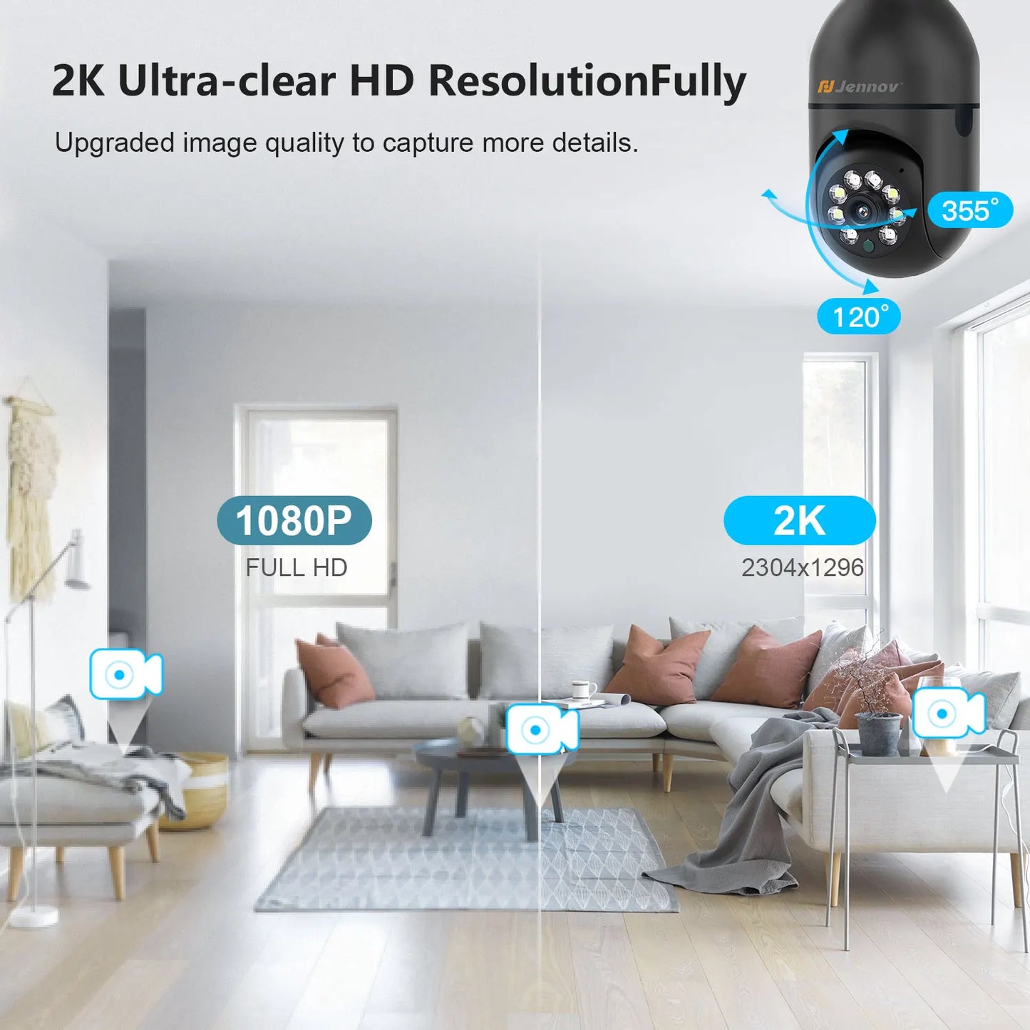 Jennov Wireless WiFi Light Bulb Security Camera