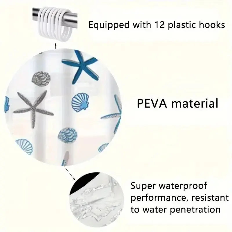 Pattern Shower Curtain PEVA Waterproof Shower Curtain Bathroom Partition Curtain Bathroom Decoration Accessories