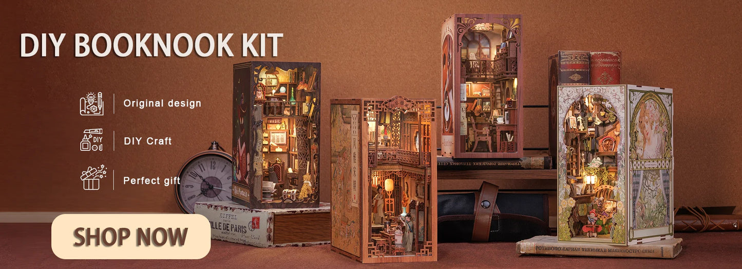 Wooden Dollhouse Bookshelf Kit