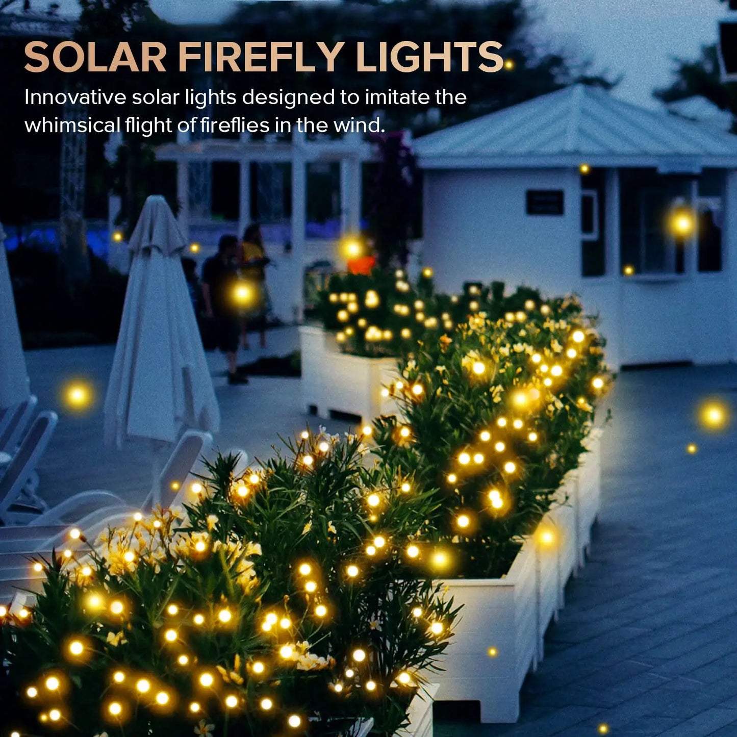 Firefly Garden Lights solar outdoor, 2 Pack 16 LED Solar Swaying Lights Waterproof, Perfect Atmosphere Light for Pathway Patio