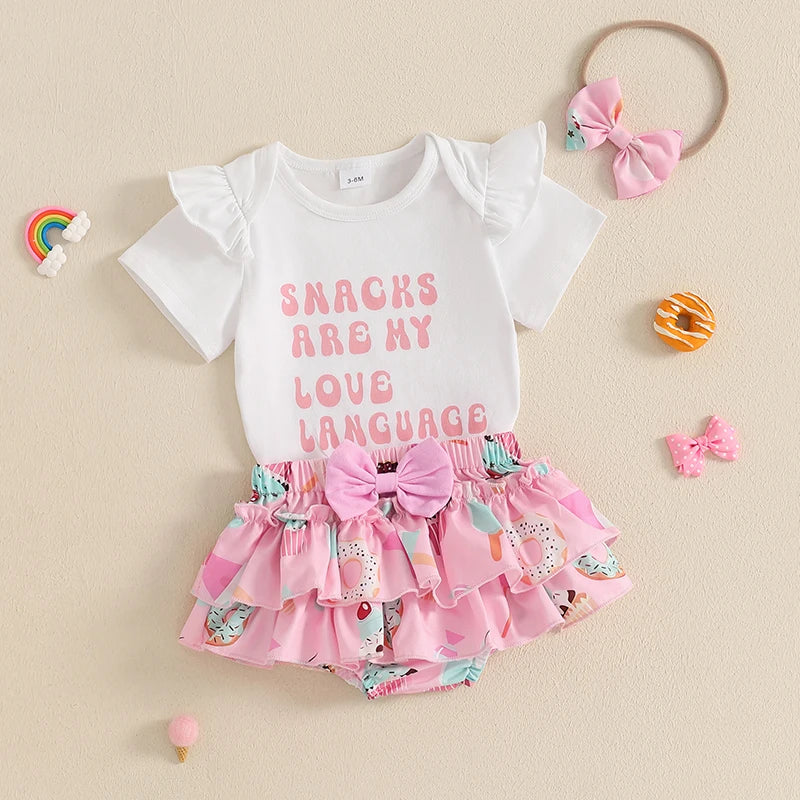 Girls Sleeveless Romper Summer Set with Headbow