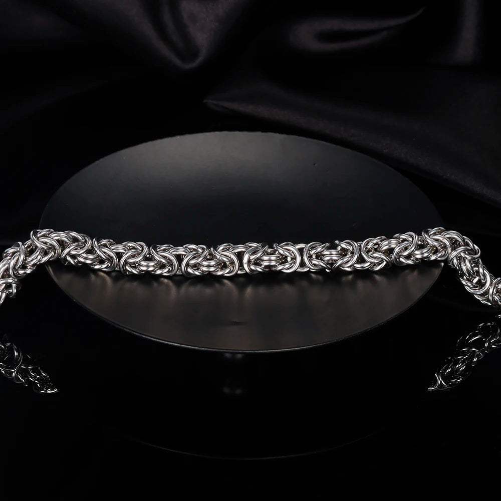 Sterling Silver Byzantine Emperor Chain Bracelet for Men Women Polished Miami Cuban Smooth Jewelry