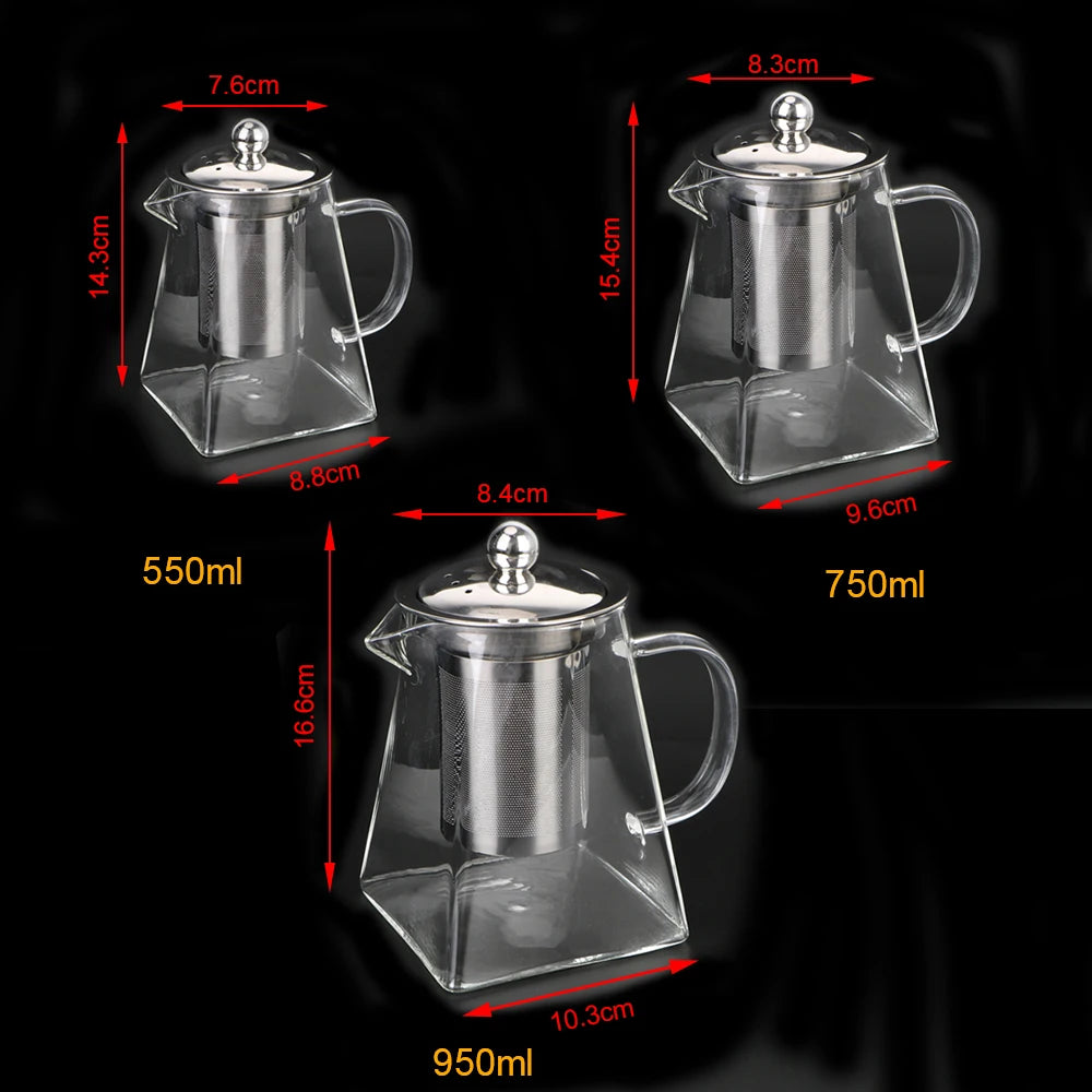 Heat Resistant Glass Kettle with Stainless Steel Tea Infuser