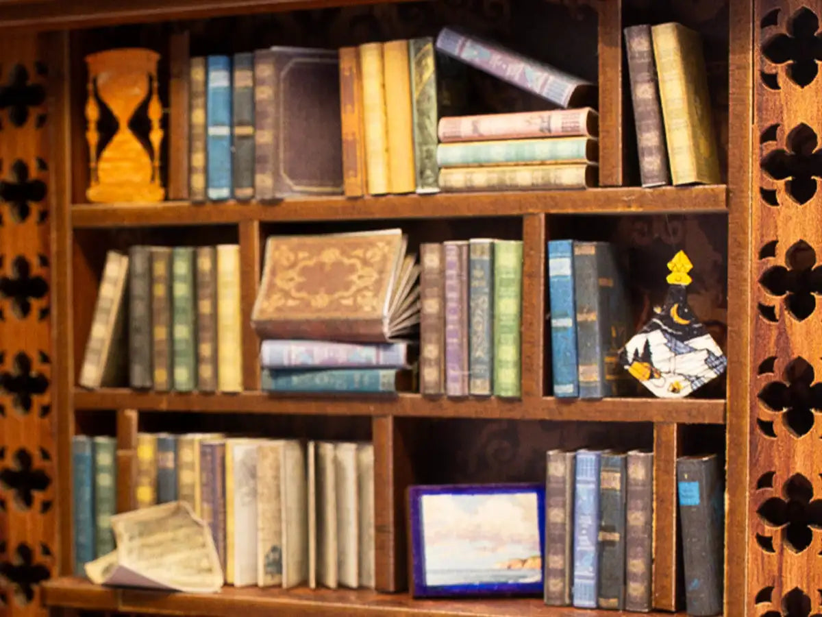 Wooden Dollhouse Bookshelf Kit