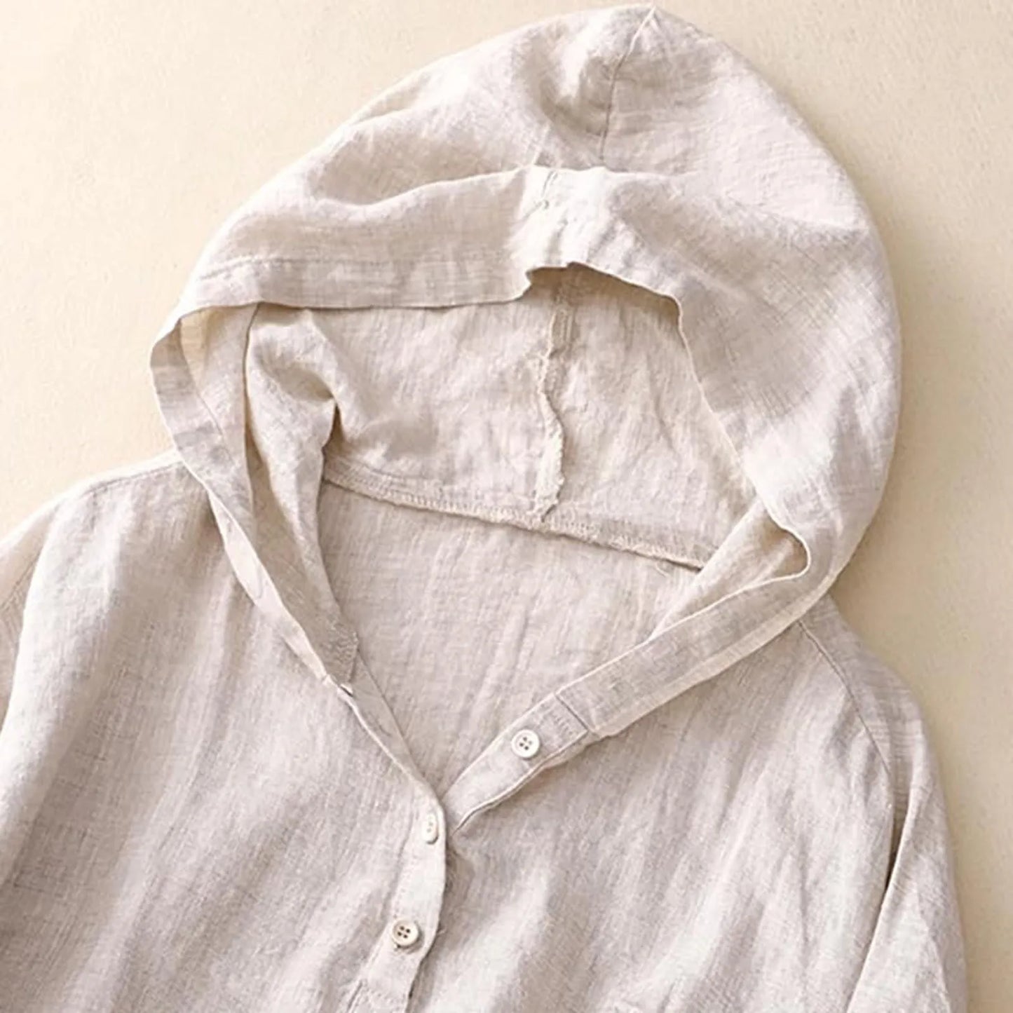 New Women Cotton Linen Hooded Sweatshirts Summer Casual V Neck Short Sleeved Pullover Tops Solid Color Casual Loose Sweatshirt