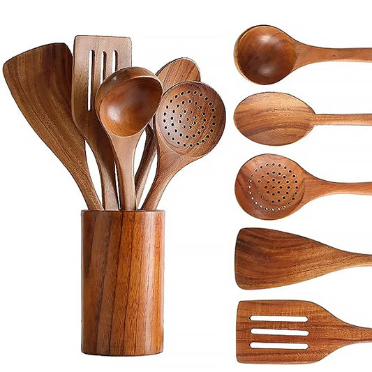 Teak Wood Kitchenware Set