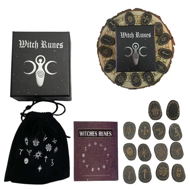 Wooden Runes Stone Set with Tarot Cards